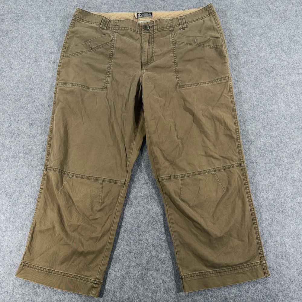 Columbia Womens Brown Stretch Cotton Utility Capri Pants Size 14 Hiking Outdoor